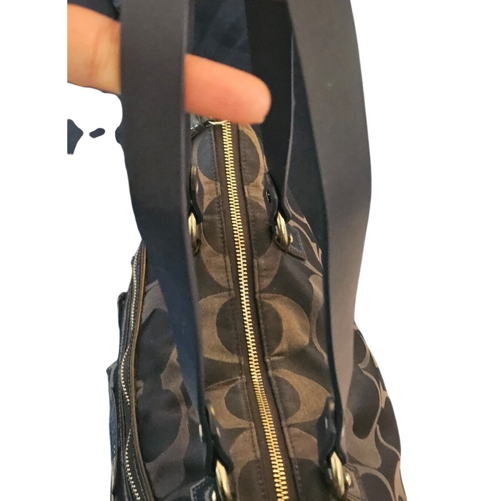 Coach Poppy Navy Signature Jacquard Tote Bag‎ Heart Zipper Pull 15312 - Picture 13 of 13